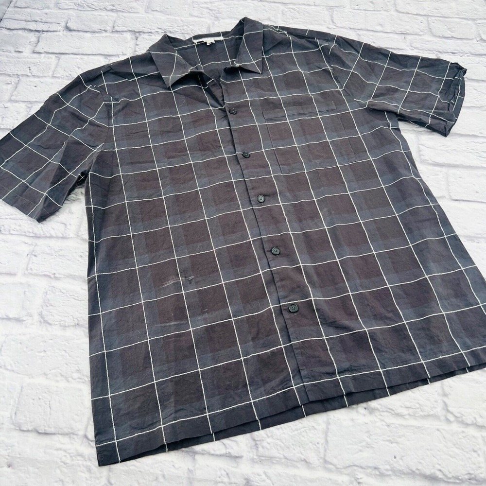 Frame Men's Check Short Sleeve Shirt Size XL Black Button Down Casual